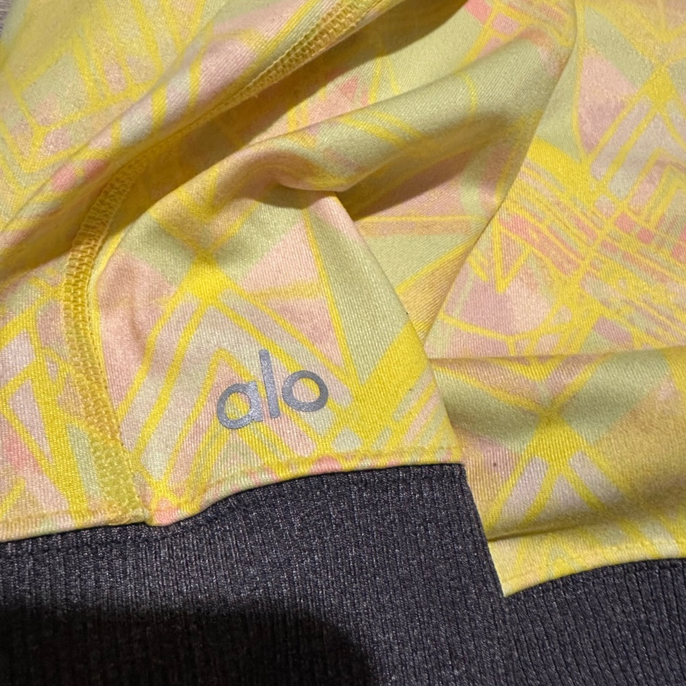 Alo Yellow and Grey Goddess Leggings Low Rise